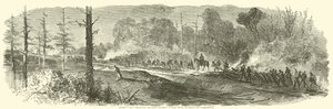 Shermans leger vernietigt de Macon-spoorweg tussen Rough and Ready en Jonesborough, augustus 1864 door American School