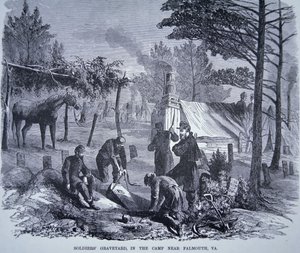 Soldatengraf in het kamp bij Falmouth, Virginia door American School