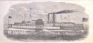 Stoomschip Drew, Ticket voor de Peoples Evening Line, Albany naar New York, verso