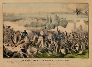 De Slag bij Baton Rouge, La. 4 augustus 1862, uitgegeven door Currier & Ives, ca. 1862