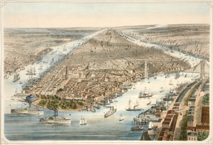 De stad New York, uitgegeven 1876 door American School