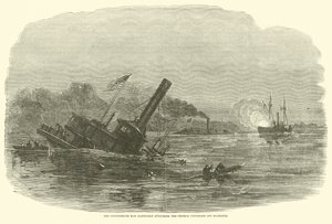 De Zuidelijke Ram Albemarle valt de Federale kanonneerboten aan bij Plymouth, oktober 1864 door American School