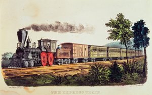 De sneltrein, gegraveerd door Nathaniel Currier (1813-88) en James Merritt Ives (1824-95)