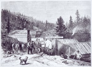 De Indiase Oorlog, Deadwood City, Black Hills van Dakota, van een foto door S. J. Morrow