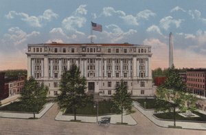 Het gemeentehuis, Washington DC (kleurenlitho) door American School