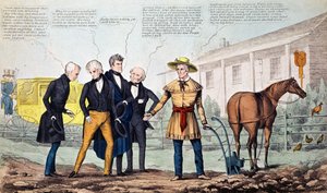 De North Bend Farmer en zijn bezoekers, karikatuur gepubliceerd door H.R. Robinson, c.1840-42 door American School
