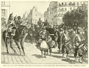 Het oude en nieuwe regime, Republikeinse Nationale Garde groet het overblijfsel van de Keizerlijke Garde door American School