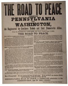 De weg naar vrede door Pennsylvania via Washington, zoals ontworpen door Zuidelijke rebellen en hun Democratische bondgenoten, King & Baird, 7 september 1863 door American School