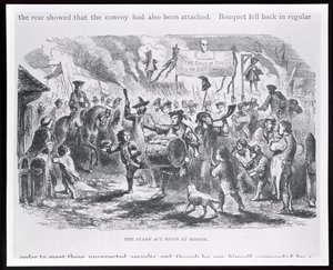 De Stamp Act-rellen in Boston, 25 augustus 1765, uit 