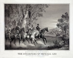 De overgave van generaal Lee, pub. 1866 (litho) door American School