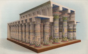 De tempel van Karnak, Egypte (kleurenlitho) door American School