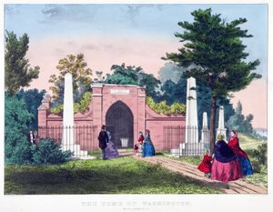 Het graf van Washington, Mount Vernon, Va., pub. c.1857 (kleur litho) door American School