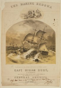 De brik Marine redt passagiers in reddingsboten van de stoomboot SS Central America na een orkaan voor de kust van de Carolinas in september 1857 door American School