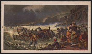 Het vertrek, het lanceren van de reddingsboot, c.1878 door American School