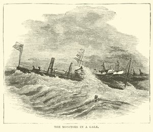De monitors in een storm, december 1864 door American School