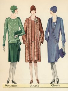 Drie Flappers Modelleren Franse Ontwerpen door American School