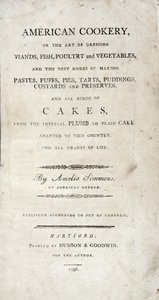 Titelpagina van American Cookery, geschreven door Amelia Simmons, uitgegeven door Hudson & Goodwin, 1796 door American School