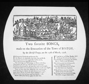 Twee favoriete liedjes, gemaakt bij de evacuatie van Boston door de Britse troepen, op 17 maart 1776 door American School
