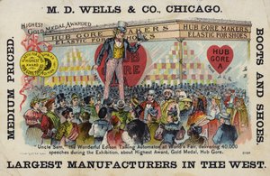 Uncle Sam houdt toespraak op wereldtentoonstelling door American School