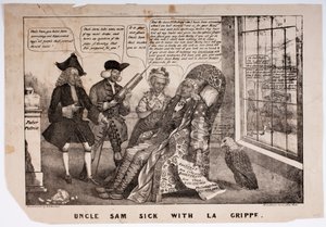 Oom Sam Ziek met La Grippe, 1837 door American School