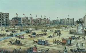 Union Square en Veertiende Straat tot Zeventiende Straat, uit een serie van 48 Zichten van New York en Omgeving, uitgegeven door Charles Magnus