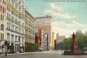 Union Square, noord vanaf 14th Street, New York, c.1900-10 door American School