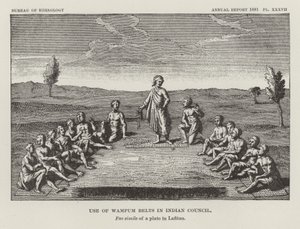 Gebruik van Wampum-riemen in Indiaanse Raad door American School