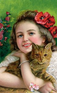 Victoriaans meisje met een huisdierkat