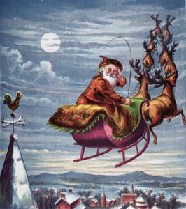 Bezoek van de Sint-Nicolaas, illustratie uit Aunt Louisas grote prentenserie, New York 1871