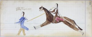 Witte man gedeeltelijk veranderd in indiaan, illustratie uit het Black Horse Ledger, 1877-79 door American School
