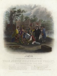 William Penns verdrag met de Indianen (kleurengraving)