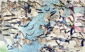 Slag bij Little Bighorn, Montana, VS, 25-26 juni 1876, ca. 1900 door Amos Bad Heart Buffalo