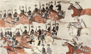 Slag bij Little Bighorn, Montana, VS, 25-26 juni 1876 door Amos Bad Heart Buffalo
