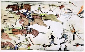 Slag bij de Little Big Horn, Montana, VS, 25-26 juni 1876, c1900 door Amos Bad Heart Buffalo