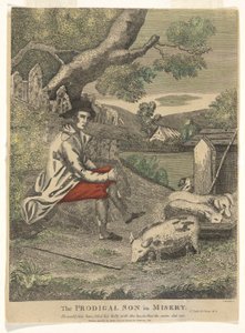 De Verloren Zoon in Ellende (Hij zou graag zijn buik gevuld hebben met de schillen die de varkens aten - St. Lucas 15:16) door Amos Doolittle