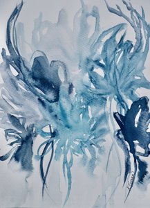 Abstracte blauwe bloemen door Amy Tieman
