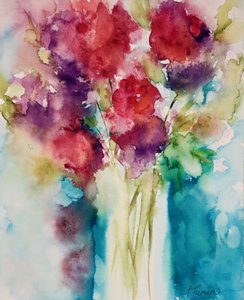 Levendig aquarelboeket door Amy Tieman