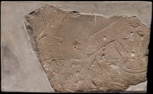 Muurfragment van een graf met een oogsttafereel