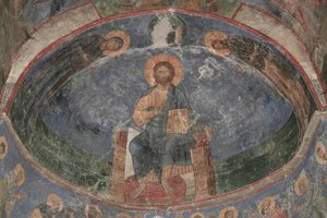 Christus op de troon, Redder van de Wereld door Ancient Russian frescos