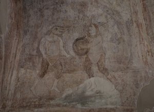 Gevechtsscène in Hippodroom, 11e eeuw door Ancient Russian frescos
