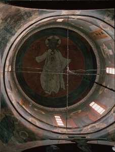 Jehova. Koepelschildering in de Aartsengel Michaëlkathedraal van het Kremlin van Moskou, 1652-1666 door Ancient Russian frescos