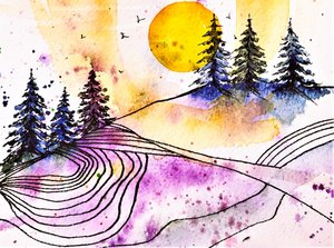 Zonsondergang boven de Paarse Berg