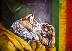 Rastaman die rookt door Anda Bieza
