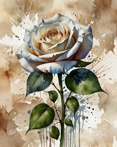 Witte aquarelroos door Anda Bieza
