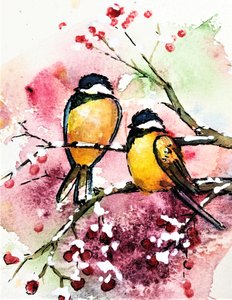 Wintervogels en bessen
