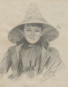 Ada Lymon vrouw met een grote hoed, 1887 door Anders Leonard Zorn