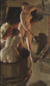 Meisjes uit Dalarna die een Bad nemen, 1908 door Anders Leonard Zorn