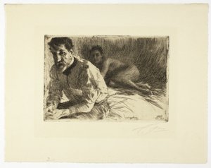 Augustus Saint Gaudens II (Saint Gaudens en Zijn Model) door Anders Leonard Zorn