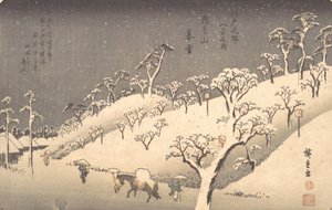 Asukayama in Avondsneeuw, ca. 1838