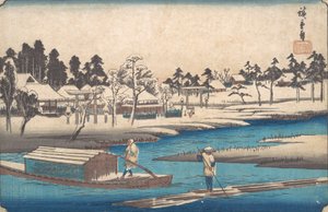Opklarend weer na sneeuw in Massaki door Ando Hiroshige
